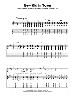 page one of New Kid In Town (Easy Guitar Tab)
