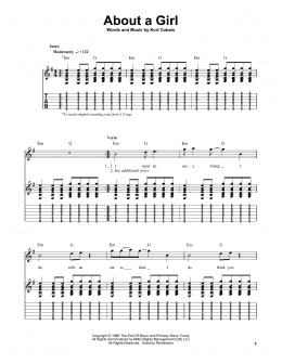 page one of About A Girl (Easy Guitar Tab)