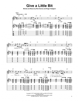 page one of Give A Little Bit (Easy Guitar Tab)
