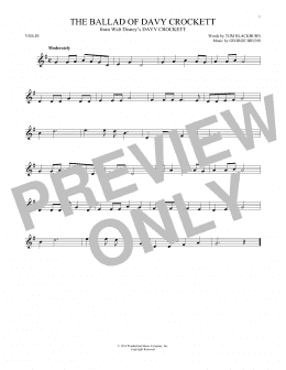 page one of The Ballad Of Davy Crockett (from Davy Crockett) (Violin Solo)