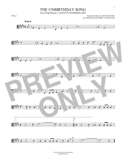 page one of The Unbirthday Song (from Alice In Wonderland) (Viola Solo)
