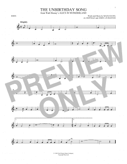 page one of The Unbirthday Song (from Alice In Wonderland) (French Horn Solo)