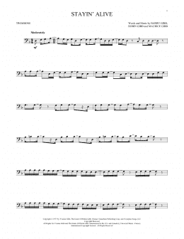 page one of Stayin' Alive (Trombone Solo)
