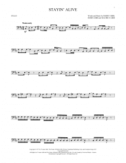 page one of Stayin' Alive (Cello Solo)
