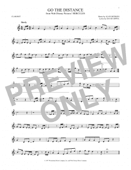page one of Go The Distance (from Hercules) (Clarinet Solo)