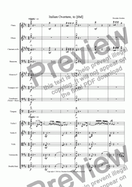 page one of Italian Overture, to [tbd], Op. 6