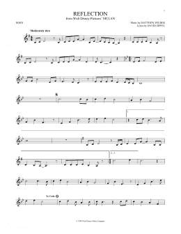 page one of Reflection (Pop Version) (from Mulan) (French Horn Solo)