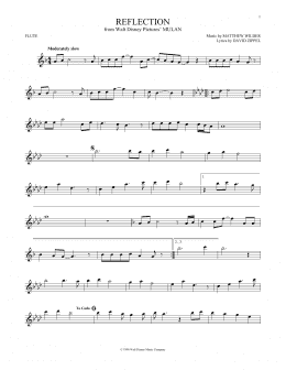 page one of Reflection (Pop Version) (from Mulan) (Flute Solo)