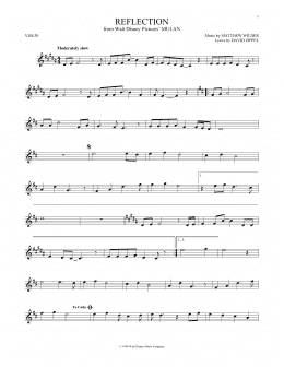 page one of Reflection (Pop Version) (from Mulan) (Violin Solo)