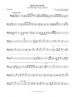 page one of Reflection (Pop Version) (from Mulan) (Trombone Solo)