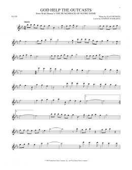page one of God Help The Outcasts (from The Hunchback Of Notre Dame) (Flute Solo)