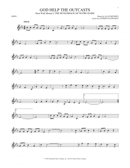 page one of God Help The Outcasts (from The Hunchback Of Notre Dame) (French Horn Solo)