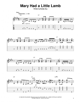 page one of Mary Had A Little Lamb (Easy Guitar Tab)