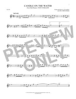 page one of Candle On The Water (from Pete's Dragon) (Flute Solo)