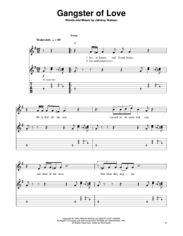 page one of Gangster Of Love (Easy Guitar Tab)
