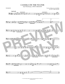 page one of Candle On The Water (from Pete's Dragon) (Trombone Solo)