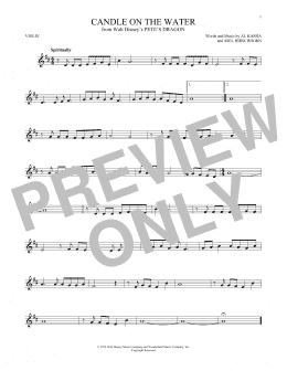 page one of Candle On The Water (from Pete's Dragon) (Violin Solo)