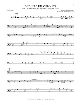 page one of God Help The Outcasts (from The Hunchback Of Notre Dame) (Trombone Solo)