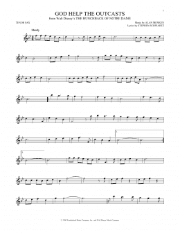 page one of God Help The Outcasts (from The Hunchback Of Notre Dame) (Tenor Sax Solo)