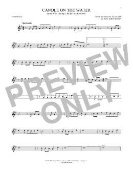 page one of Candle On The Water (from Pete's Dragon) (Tenor Sax Solo)