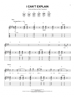 page one of I Can't Explain (Easy Guitar Tab)