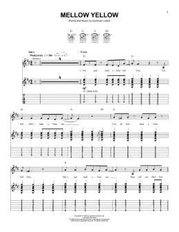 page one of Mellow Yellow (Easy Guitar Tab)