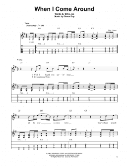 page one of When I Come Around (Easy Guitar Tab)