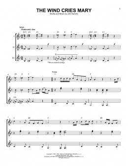 page one of The Wind Cries Mary (Guitar Ensemble)