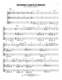 page one of Spanish Castle Magic (Guitar Ensemble)