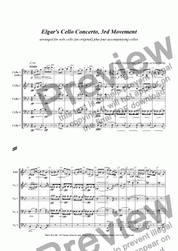 page one of Elgar’s Cello Concerto Slow Movement arrangement