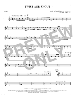 page one of Twist And Shout (French Horn Solo)