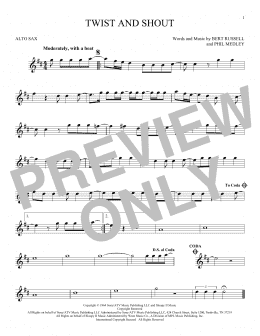 page one of Twist And Shout (Alto Sax Solo)