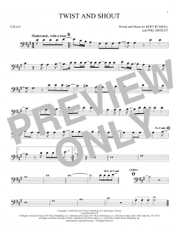 page one of Twist And Shout (Cello Solo)