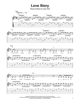 page one of Love Story (Easy Guitar Tab)