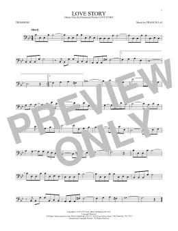 page one of Love Story (Trombone Solo)