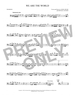 page one of We Are The World (Trombone Solo)