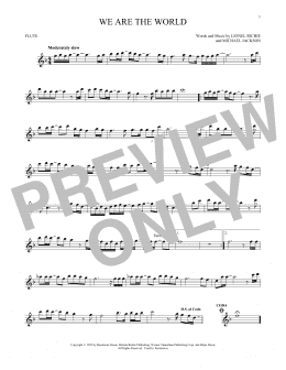 page one of We Are The World (Flute Solo)
