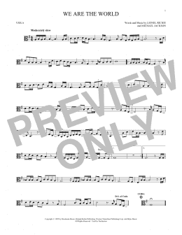 page one of We Are The World (Viola Solo)