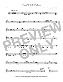 page one of We Are The World (French Horn Solo)