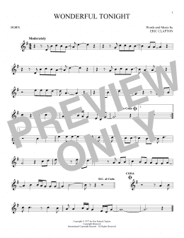 page one of Wonderful Tonight (French Horn Solo)