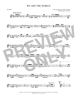 page one of We Are The World (Trumpet Solo)