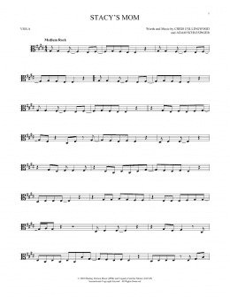 page one of Stacy's Mom (Viola Solo)