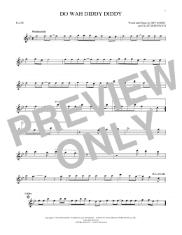 page one of Do Wah Diddy Diddy (Flute Solo)