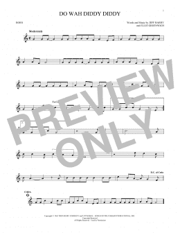 page one of Do Wah Diddy Diddy (French Horn Solo)