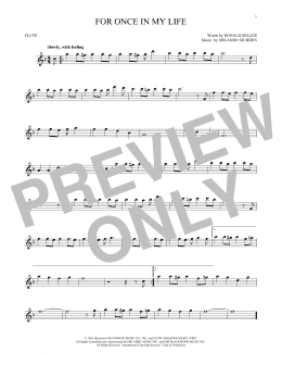 page one of For Once In My Life (Flute Solo)