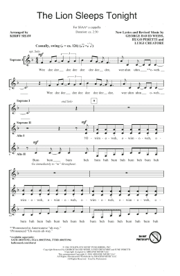 page one of The Lion Sleeps Tonight (arr. Kirby Shaw) (SSAA Choir)
