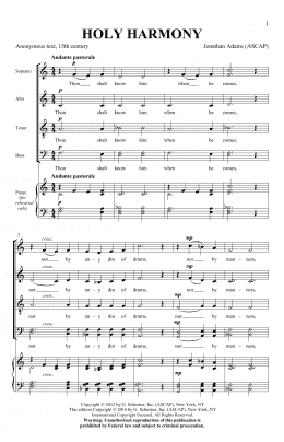 page one of Holy Harmony (SATB Choir)