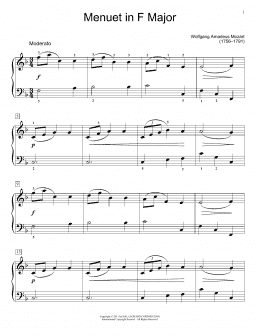 page one of Minuet In F Major, K. 2 (Educational Piano)