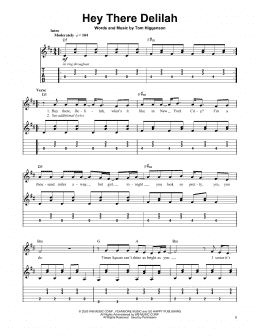 page one of Hey There Delilah (Easy Guitar Tab)
