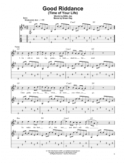 page one of Good Riddance (Time Of Your Life) (Easy Guitar Tab)